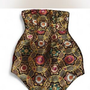 Floral Geometric Golden bodycut corset dress